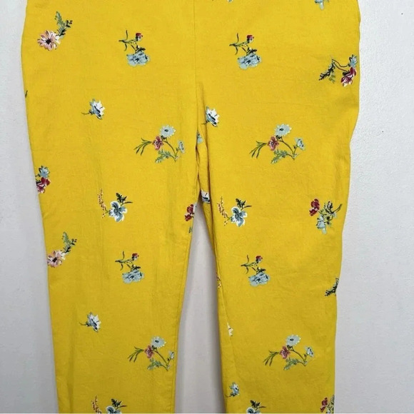 Jules & Leopold Womens Xlarge  Floral Motif Yellow Pull On Skinny Capri - Picture 5 of 12
